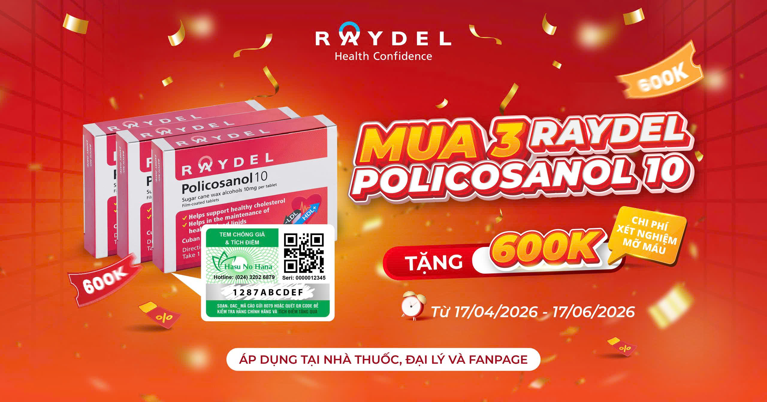 TRI ÂN ĐỒNG HÀNH - HỖ TRỢ CHI PHÍ XÉT NGHIỆM MỠ MÁU 600K